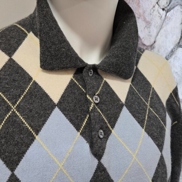 🔥 Grant Taylor Men’s Cashmere Argyle Sweater – Golf-Ready Elegance | MINT! - Picture 3 of 4
